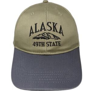 ACE USA Baseball Cap Green Gray One Size Alaska 49th State Mountain Graphic Hat